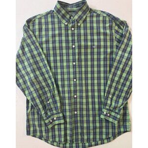 Southern Marsh Shirt Mens M Button-Down Long-Sleeve Green Blue Plaid Checkered
